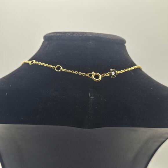 NEW Tory Burch Kira Brown Gold Enamel Pendant Necklace Striped Gift Casual Fall - Picture 5 of 5